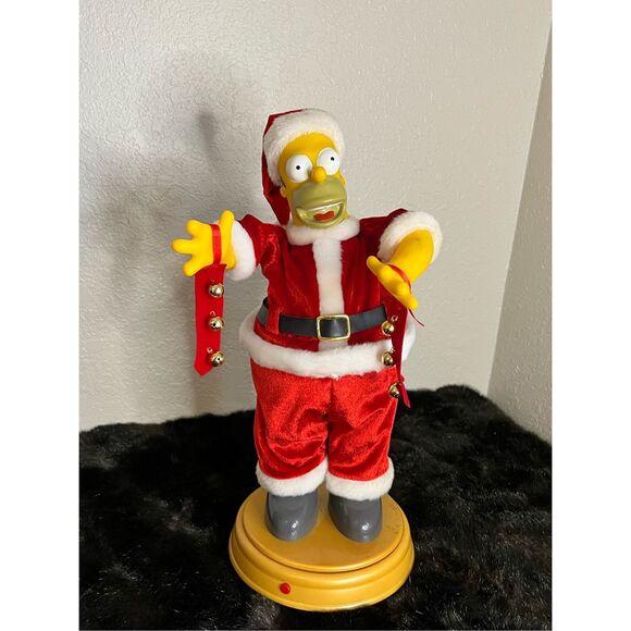 Animated Homer Simpson Santa Figure Talking Dancing & Bootie Shaking Gemmy